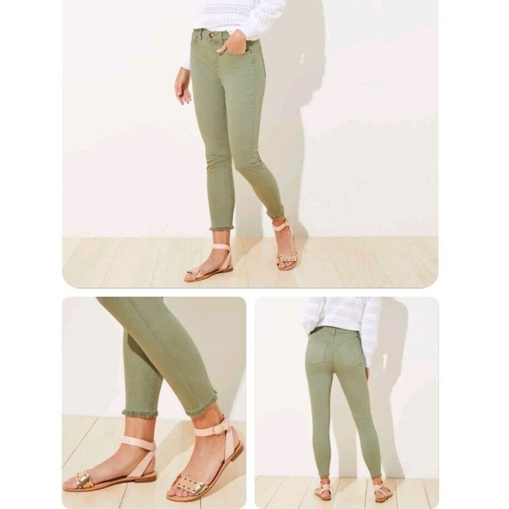 LOFT Olive Green Ankle Crop Jeans